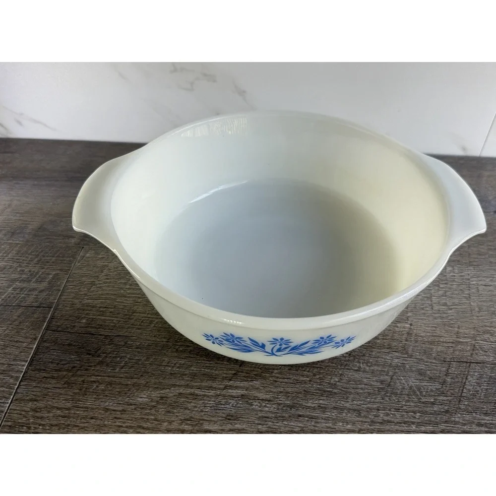 Anchor Hocking Fire King Casserole Dish NO LID #433 Blue Flower - Picture 2 of 6